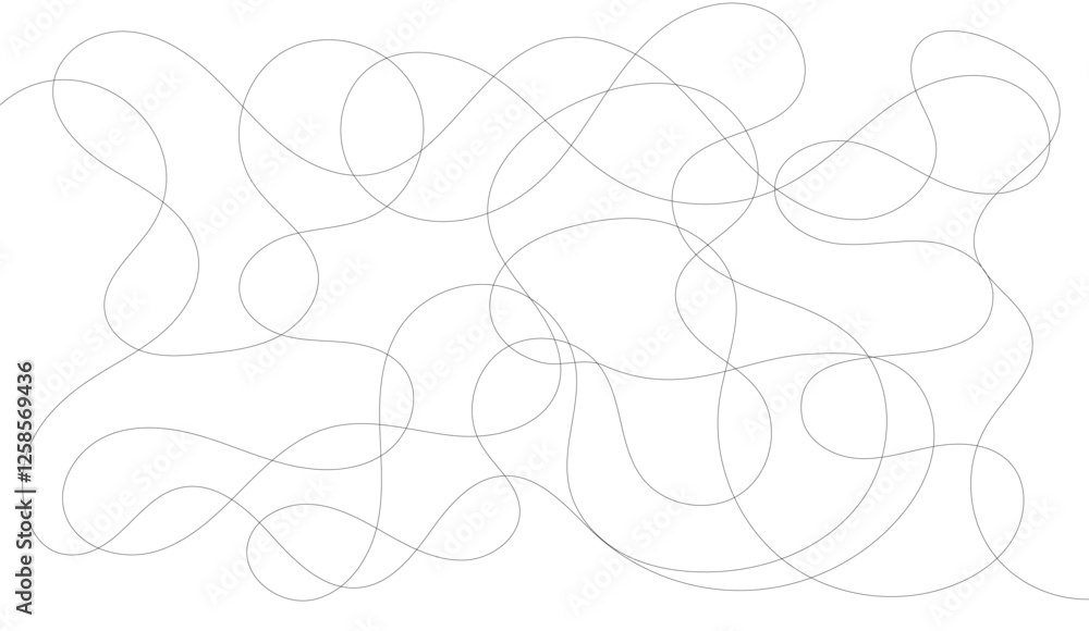 Tangled linear chaos creating a minimalist aesthetic effect with intersecting curves and flowing, intertwined lines on a stark white background Tangled linear chaos creating a minimalist aesthetic effect with intersecting curves and flowing, intertwined lines on a stark white background