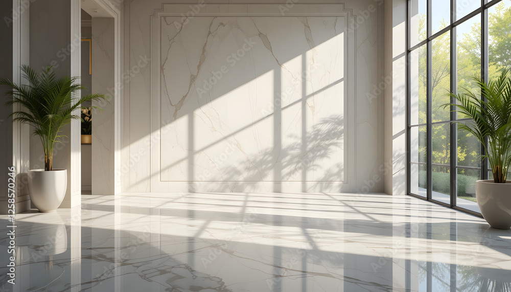 Obraz premium Bright Modern Interior Design with Marble Walls and Floors