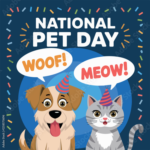 National Pet Day, design for card, banner, poster. 