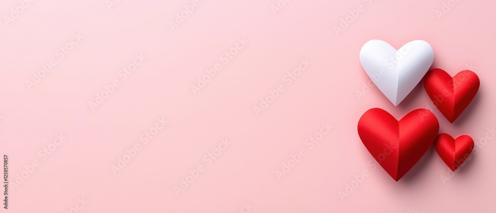 Colorful hearts on a soft pink background, symbolizing love and affection in designs. Colorful hearts on a soft pink background, symbolizing love and affection in designs.