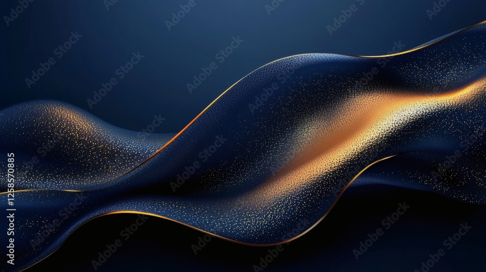 Golden wave smoke abstract on dark blue background elegant luxury flowing liquid modern design Golden wave smoke abstract on dark blue background elegant luxury flowing liquid modern design