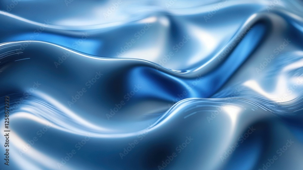 Fototapeta premium Blue silk fabric with wavy pattern textile background for design and creative projects