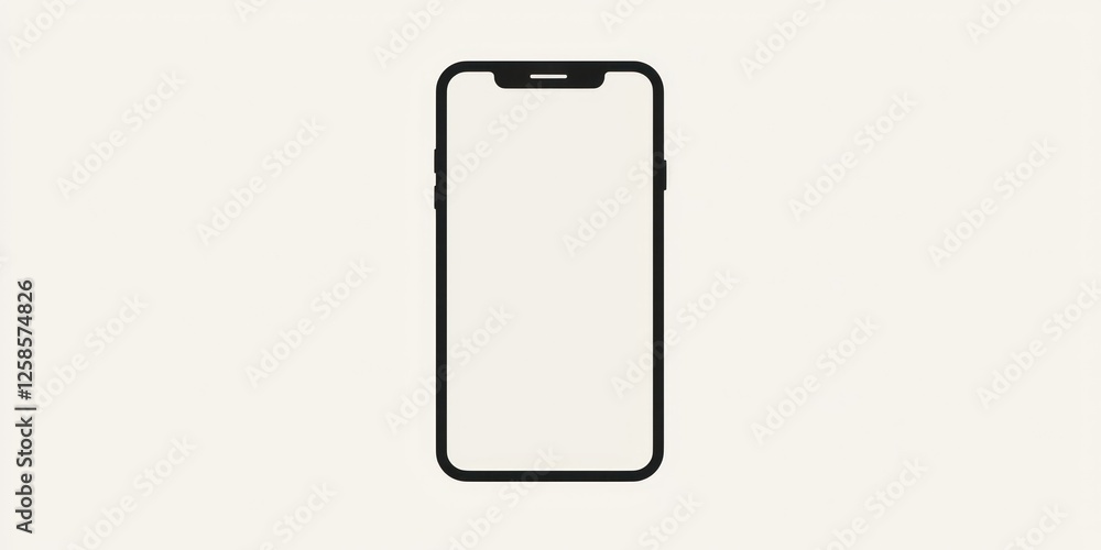 A simple, clean outline of a smartphone with a touchscreen and basic design. A simple, clean outline of a smartphone with a touchscreen and basic design.