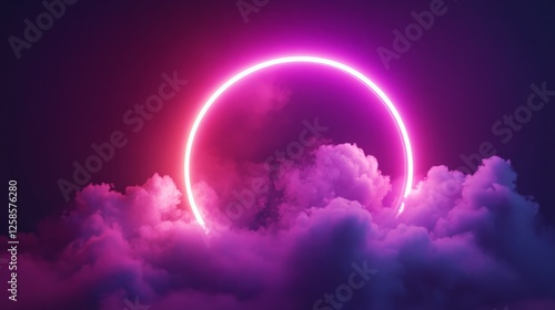 Wallpaper Mural Softly glowing cloud illuminated by a ring of pink and purple gradient neon generative ai Torontodigital.ca