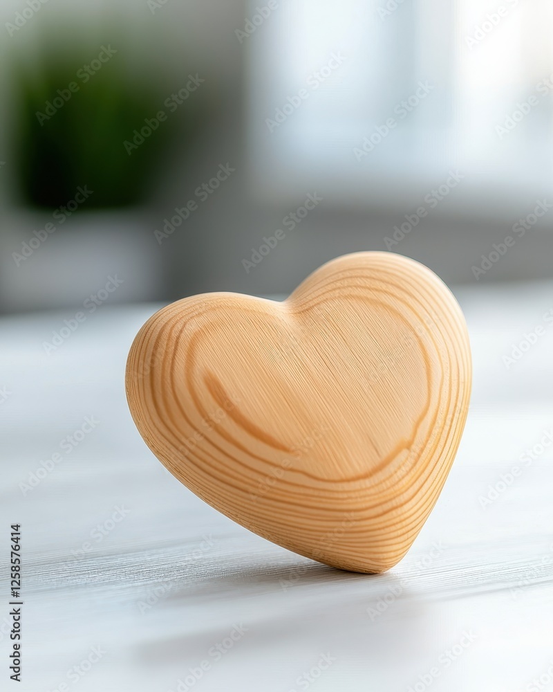 Elegant wooden heart shape on a table, symbolizing love and affection. Elegant wooden heart shape on a table, symbolizing love and affection.