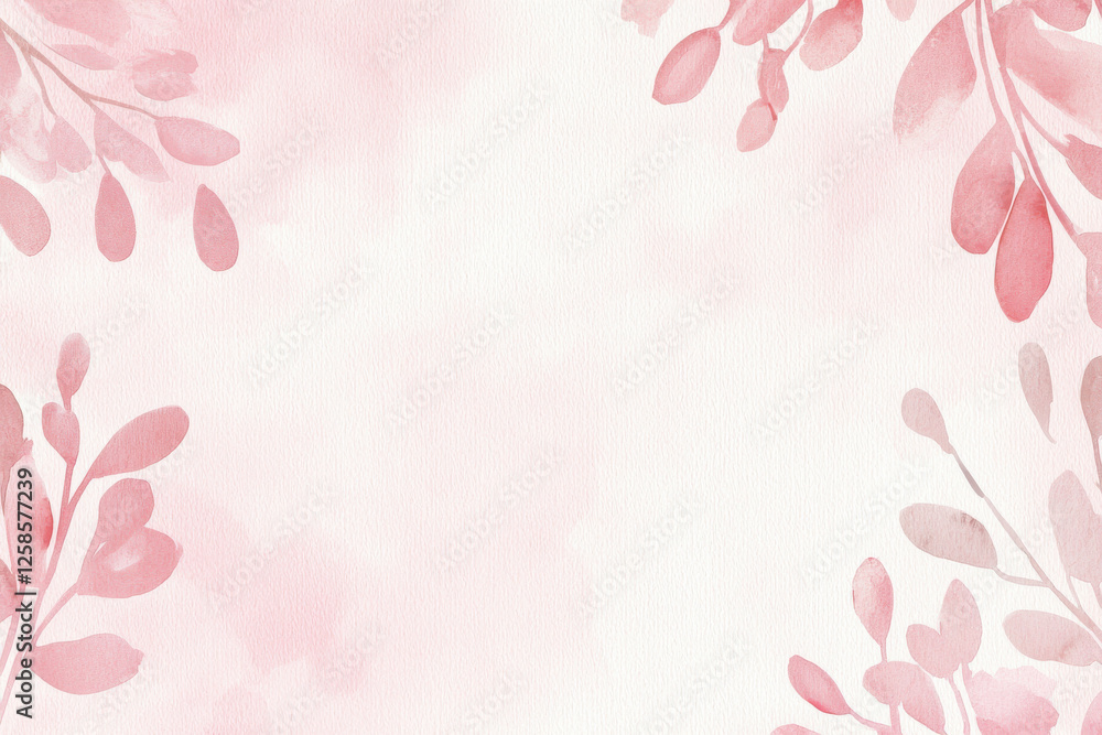 A beautiful watercolor background featuring delicate pink foliage. A beautiful watercolor background featuring delicate pink foliage.