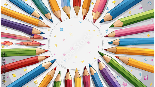 色鉛筆のフレーム、コピースペース