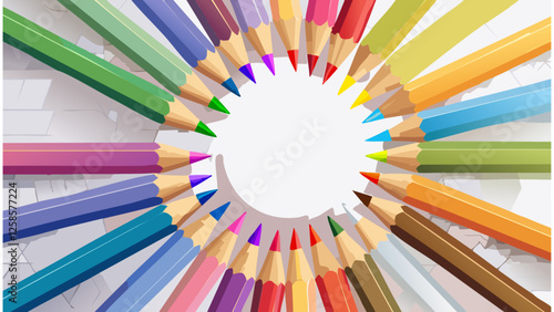 色鉛筆のフレーム、コピースペース