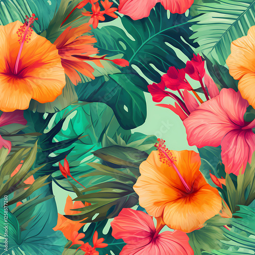 tropical floral pattern vibrant.