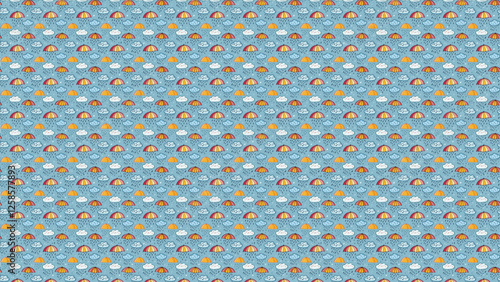雨の模様、美しいイラストのパターン
