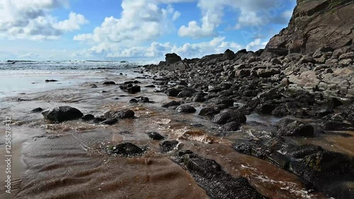 Beautiful Duckpool rocky beach in Cornwall photo