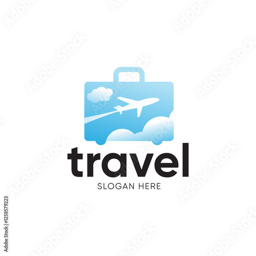 Simple Suitcase Travel Logo. Travel Bag and Plane Logo For Traveling Business Company.