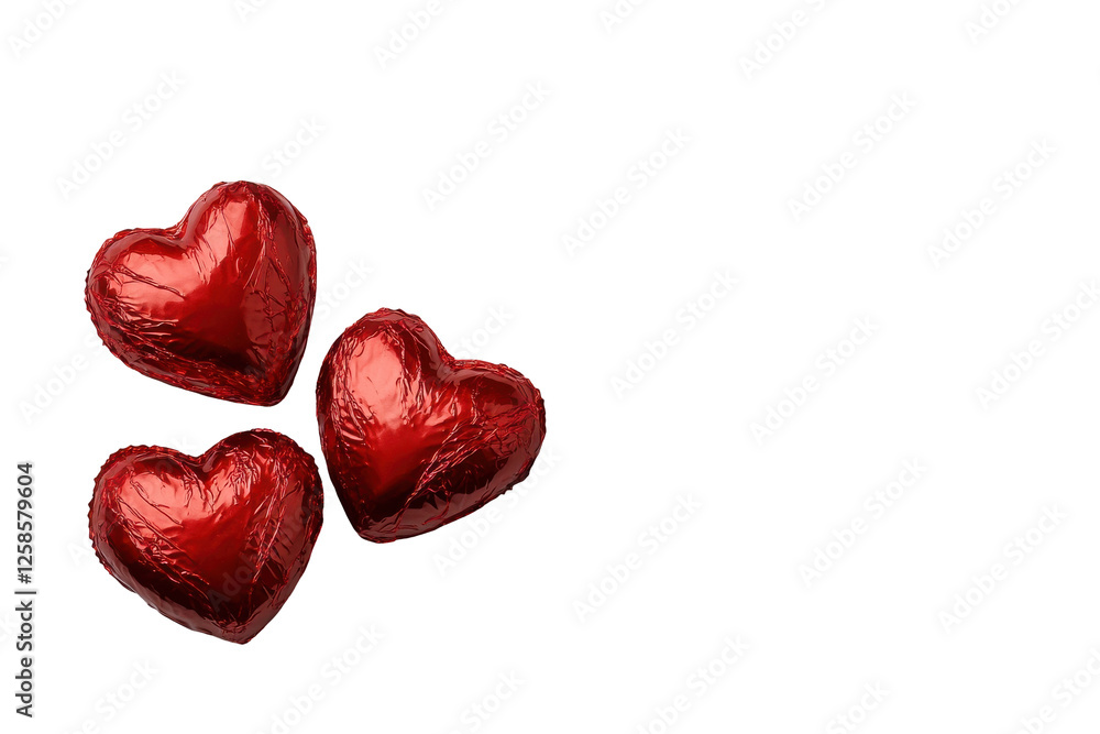 Three shiny red heart-shaped chocolates on a black background, perfect for celebrations., transparent background. Three shiny red heart-shaped chocolates on a black background, perfect for celebrations., transparent background.