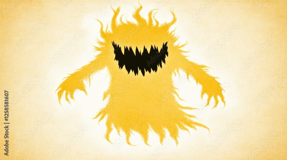 Φωτογραφία A whimsical illustration of a fuzzy, yellow monster with a toothy grin