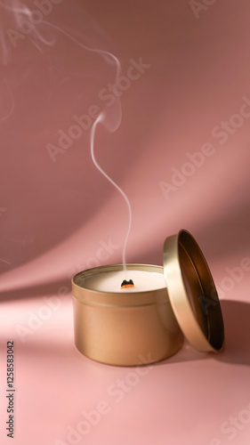candles on a plain background. candle smoke