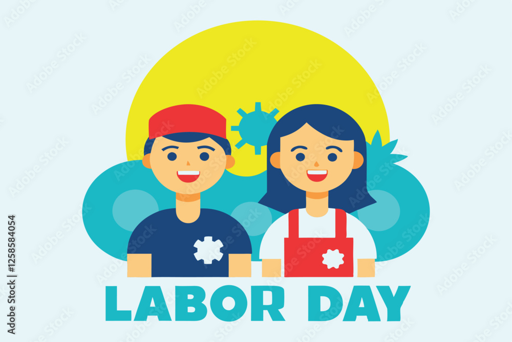 happy labor day template poster vector art illustration. happy labor day template poster vector art illustration.