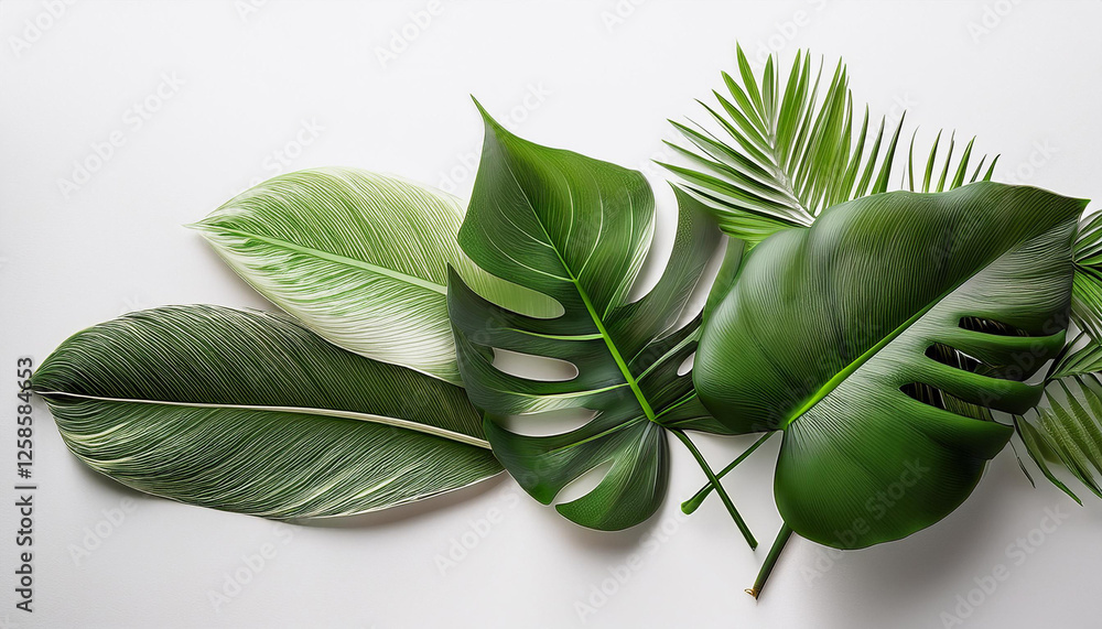 Obraz premium tropical leaves on white background