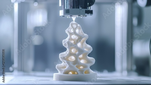 3D Printing in Action:  A White Lattice Structure Takes Shape photo