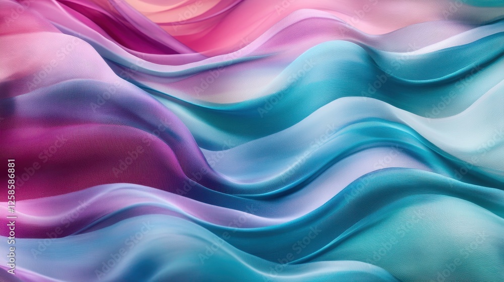 Obraz premium Translucent Waves, A Captivating Dance of Pink, Purple, and Teal