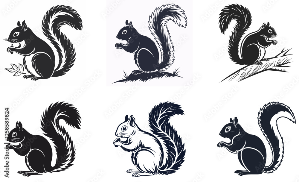 squirrel silhouette vector isolated on white squirrel silhouette vector isolated on white