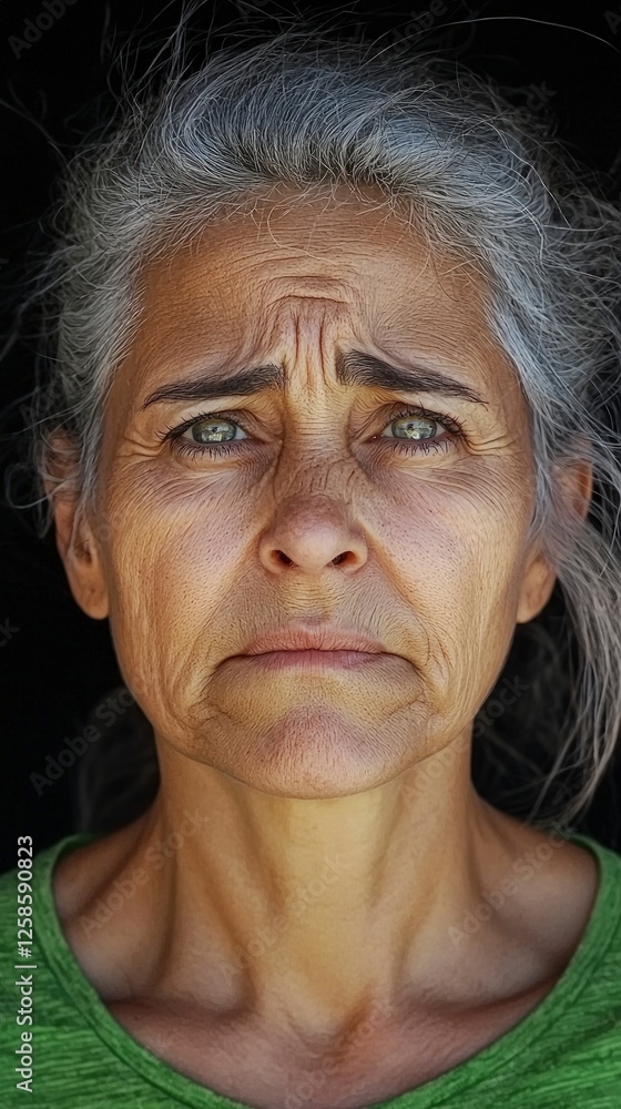 Portrait of a Mature Woman with Grey Hair and Freckles Portrait of a Mature Woman with Grey Hair and Freckles