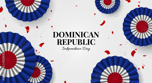 Independence Day in the Dominican Republic. Celebration banner. Cockade.Vector Illustration.
