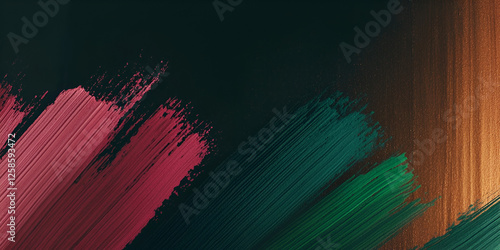 Wallpaper Mural Abstract Brushstrokes: Bold, dynamic brushstrokes in shades of crimson, teal, and amber create a vibrant, abstract composition. Torontodigital.ca