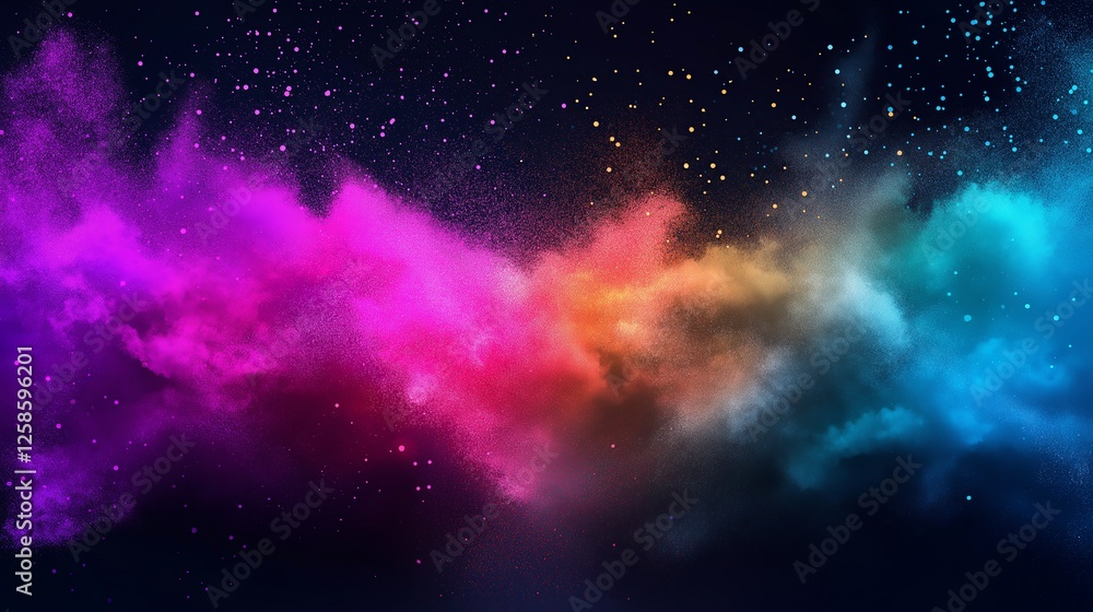 Obraz premium A dynamic explosion of neon colors blending seamlessly on a dark background