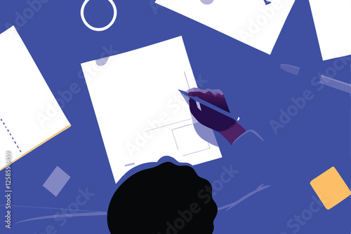 A focused product designer meticulously sketches innovative concepts, surrounded by design tools, prototypes, and mood boards.