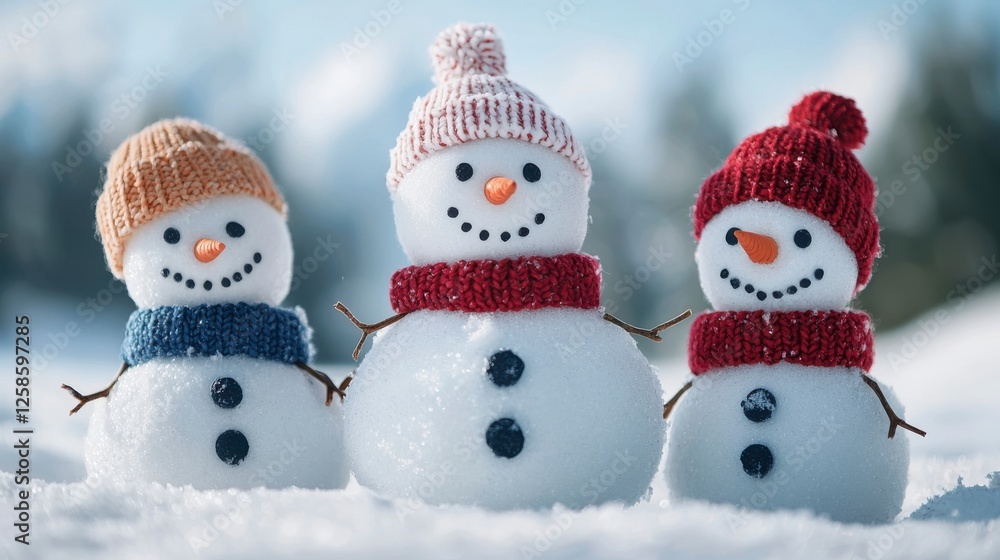 Fototapeta premium Diverse Team Building Snowman Together in Winter Wonderland