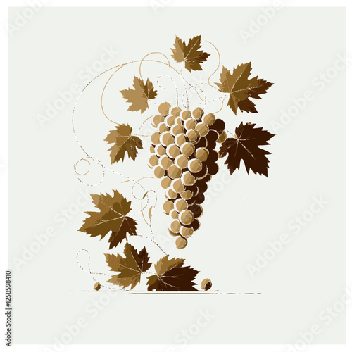 Vector illustration of grapes with leaves
