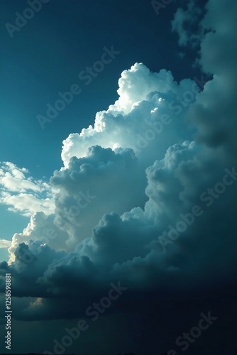 Darkened sky with massive storm cloud looming, dark clouds, foreboding atmosphere, stormy weather
