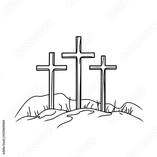 three crosses on a hill vector
