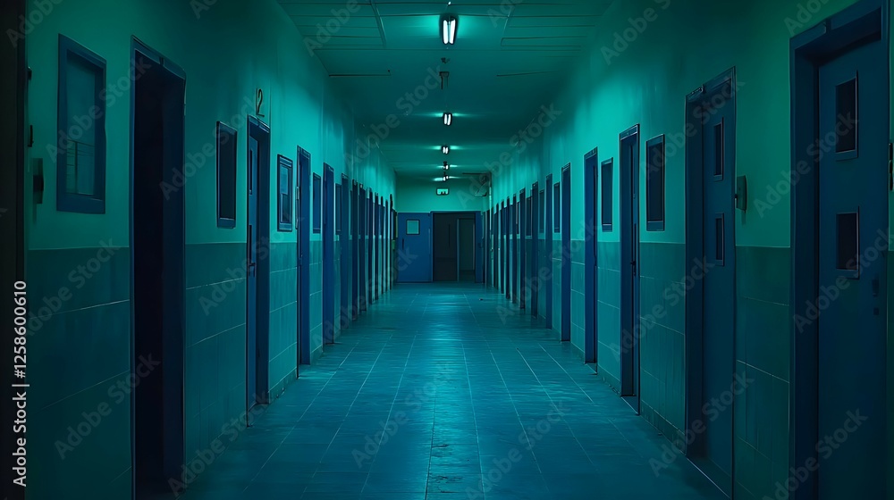 Empty Hospital Corridor At Night Empty Hospital Corridor At Night