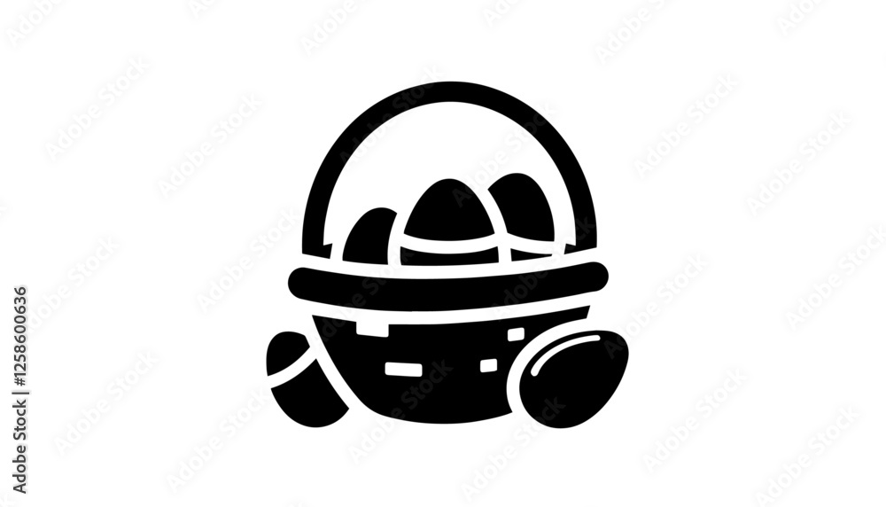Hand-drawn easter basket icon, perfect for digital and festive themes Hand-drawn easter basket icon, perfect for digital and festive themes