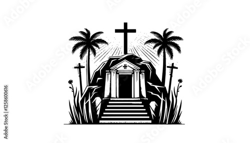 religious vector of easter resurrection scene