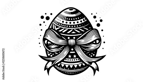 detailed easter egg with decorative patterns and bow in vector