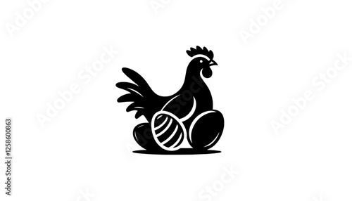 Easter hen with eggs vector illustration