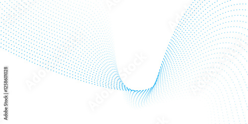 abstract blue wave dot lines on white background