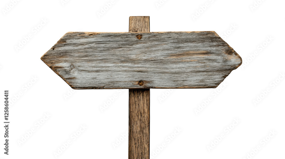 Empty wooden signpost with transparent background pointing right Empty wooden signpost with transparent background pointing right