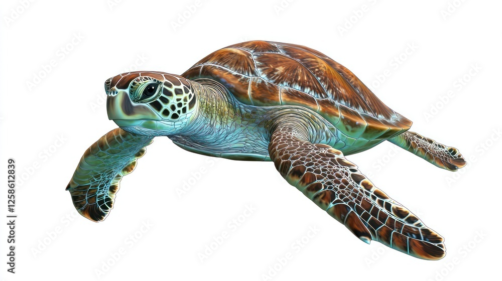 Obraz premium Majestic Green Sea Turtle: A Digital Masterpiece