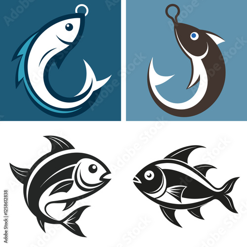 cute sea fish set, freshwater aquarium cartoon fish for print, children development, Varieties of decorative colored fish