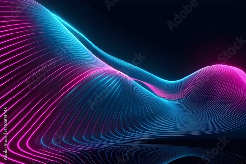 Wallpaper Mural Abstract wave composed of futuristic blue and neon pink colours Torontodigital.ca