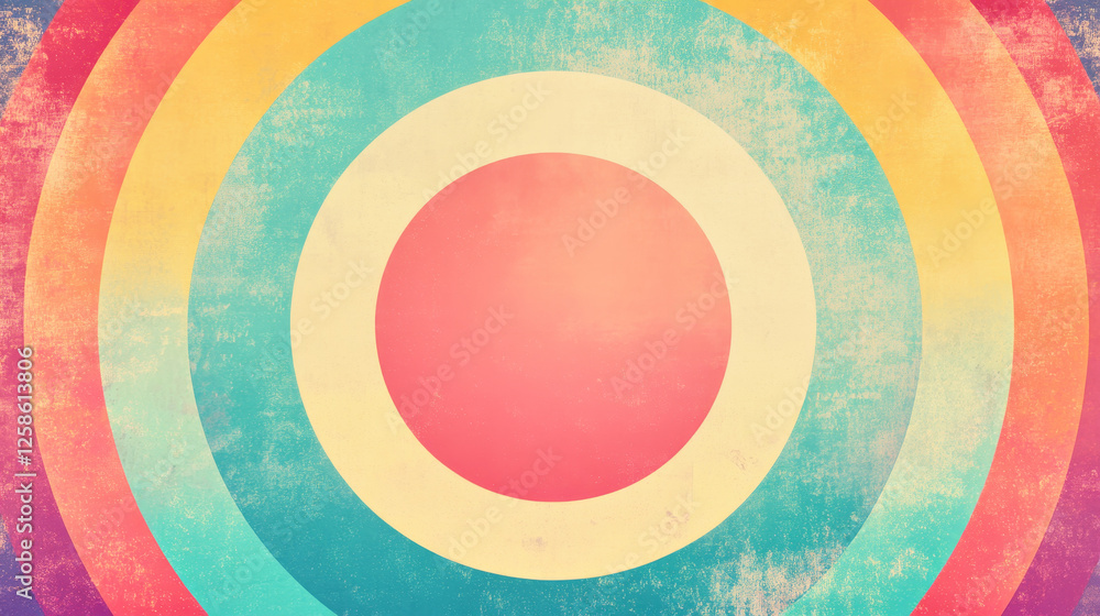 Obraz premium Vintage poster featuring pastel gradients and funky 70s vibes with clear space for text