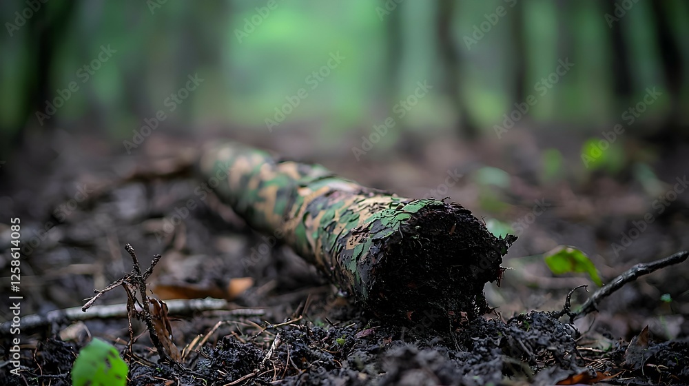 Obraz premium Camouflaged Log on Forest Floor