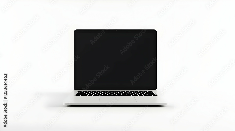Fototapeta premium Silver Laptop on White Background