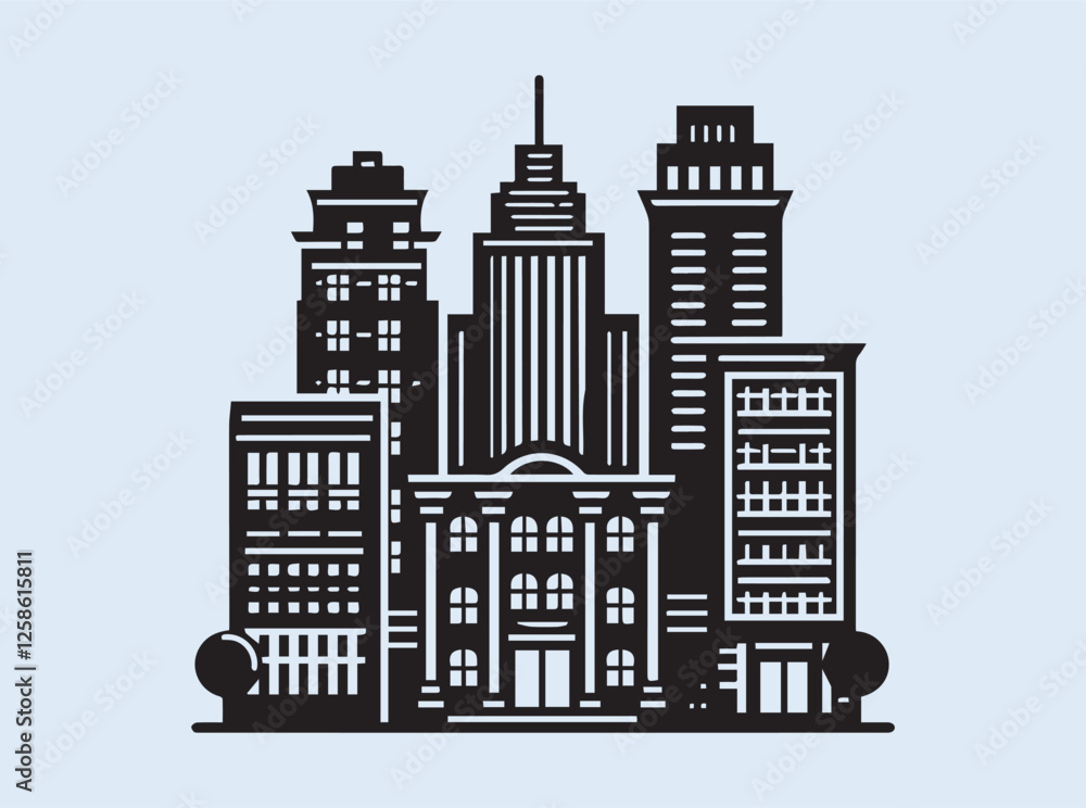 Obraz premium Towering Skyscraper Silhouette Art