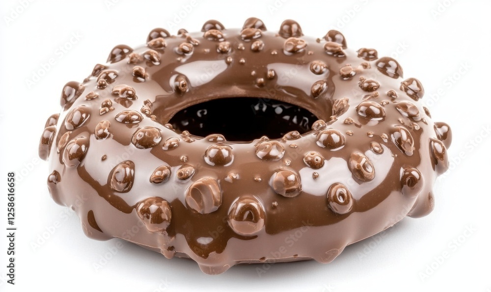 custom made wallpaper toronto digitalChocolate donut with nuts, studio shot, white background, food photography, for bakery ads