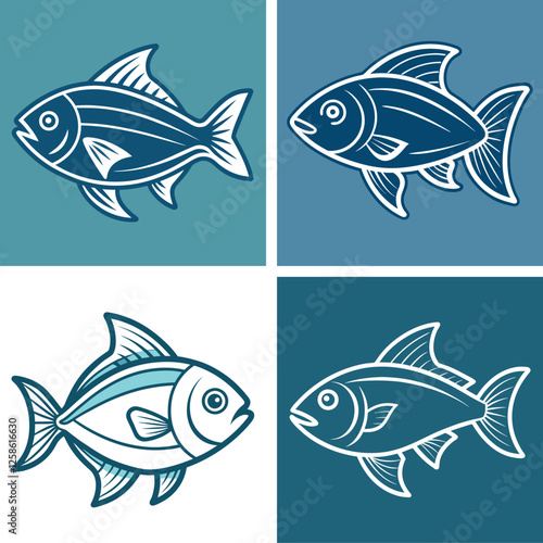 cute sea fish set, freshwater aquarium cartoon fish for print, children development, Varieties of decorative colored fish