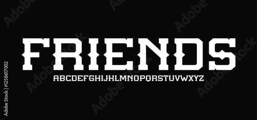 American college classic font. Vintage sports font in American style for T-shirt designs for football, baseball, and basketball teams. College, school and varsity style font, tackle twill. Vector
